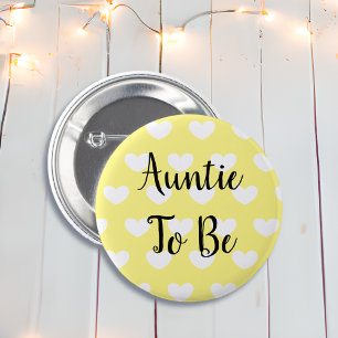 Tante um Yellow Hearts Baby Dusche zu sein Button