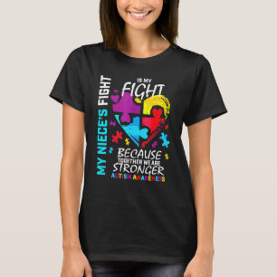Tante Uncle Puzzle Heart Blue Fighter Niece Autism T-Shirt