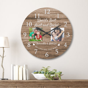 Tante und Onkel der Welt 2 Foto Rustikales Holz Große Wanduhr