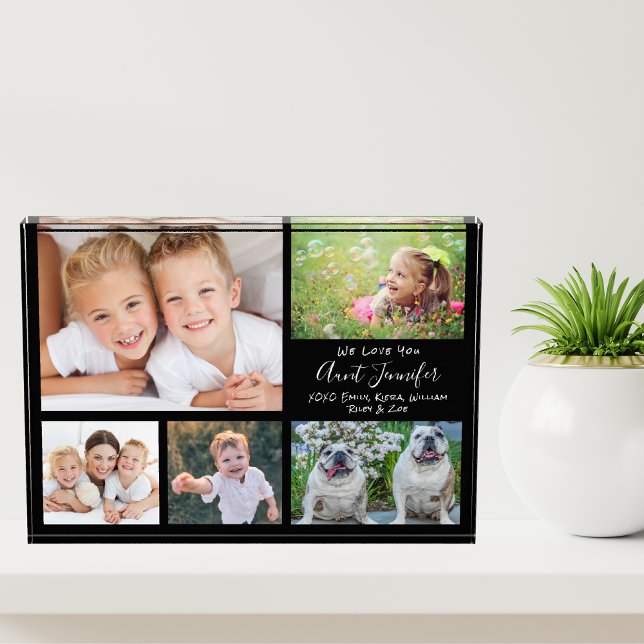 Tante We Liebe You White Script Collage Fotoblock (Von Creator hochgeladen)