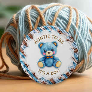 Tante werdende   Gehäkelt Teddybär Baby Shower  Button