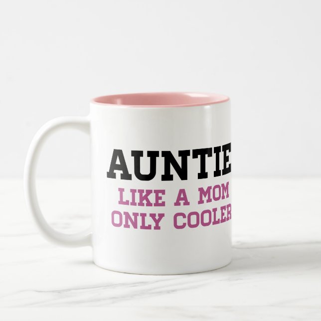 Tante, wie eine Mama nur cooler Zweifarbige Tasse (Links)