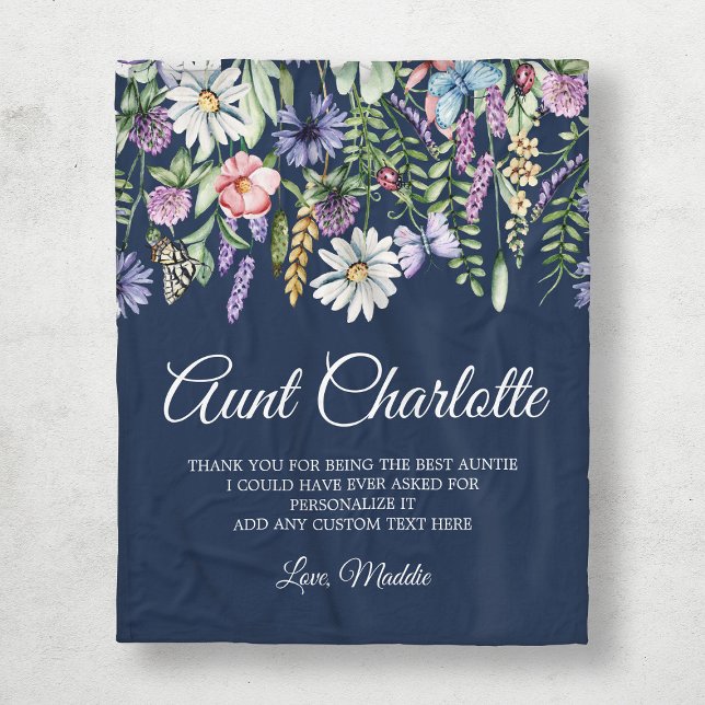 Tante-Wildblumen Personalisiert Fleecedecke (Aunt Wildflowers Personalized Fleece Blanket
)