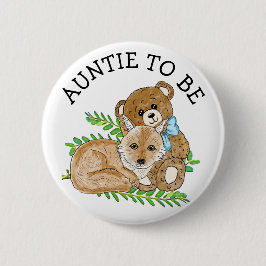 Tante zu Fox und Teddy Bear Baby Dusche Button