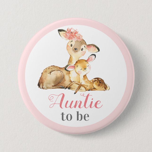 Tante zu New Tante Baby Girl Shower Doe Dee Button (Vorderseite)