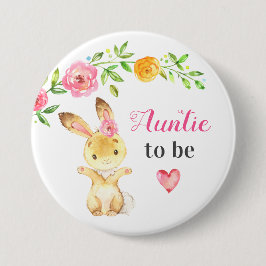 Tante zu New Tante Bunny Rabbit Baby Shower Button