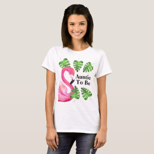 Tante zu sein Flamingo Tropical Blätter Party T-Shirt