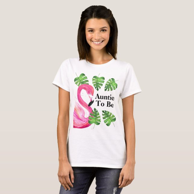 Tante zu sein Flamingo Tropical Blätter Party T-Shirt (Vorne ganz)
