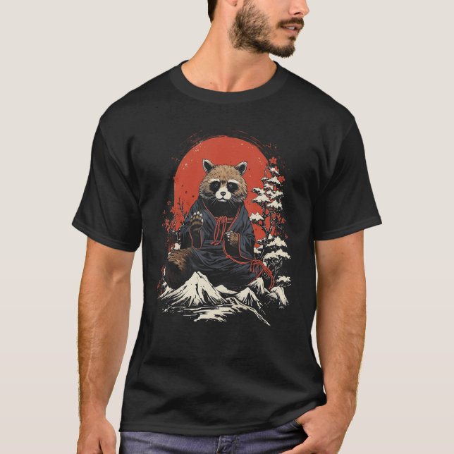 Tanuki Japanisch Art Raccoon Dog Japan Geschenk T-Shirt (Vorderseite)