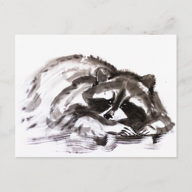 Tanuki sumie postkarte (Vorderseite)