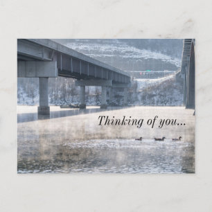 Tanycomo See Foggy Winter Angeln Denken Sie an Sie Postkarte