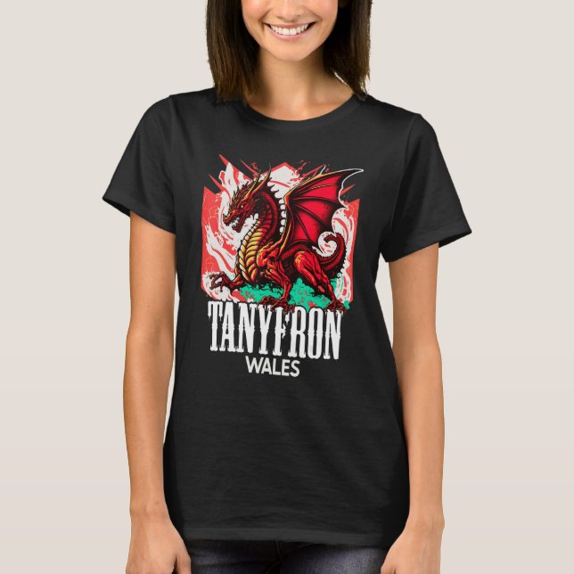 Tanyfron Wales Welsh Flag Y Ddraig Goch Dragon T-Shirt (Vorderseite)