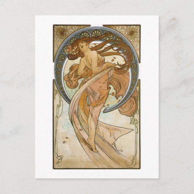 Tanz (1898), Alphonse Mucha Jugendstil Postkarte (Vorderseite)