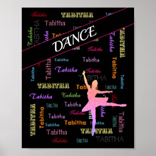 Tanz Ballerina mit Personalisiertem Namen überall Poster