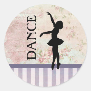 Tanz - Ballerina-Silhouette auf vintage Hintergrun Runder Aufkleber