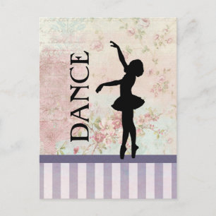 Tanz - Ballerina-Silhouette über Vintagen Hintergr Postkarte