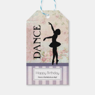 Tanz - Ballerina Silhouette Vintag Geburtstag Geschenkanhänger