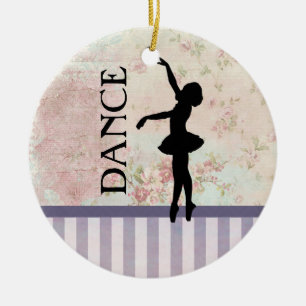 Tanz - Ballerina Silhouette Vintag Hintergrund Keramikornament