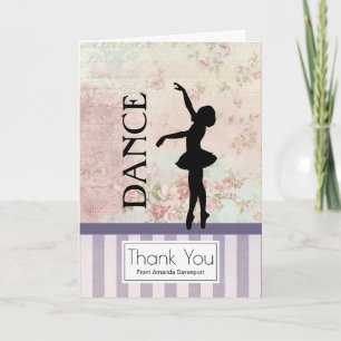 Tanz - Ballerina Silhouette Vintage Dankeschön Dankeskarte