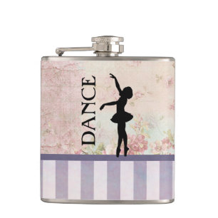 Tanz - Ballerina Silhouette Vintage-Hintergrund Flachmann