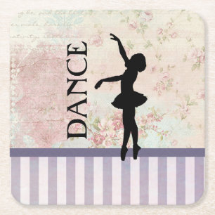 Tanz - Ballerina Silhouette Vintage Hintergrund Rechteckiger Pappuntersetzer