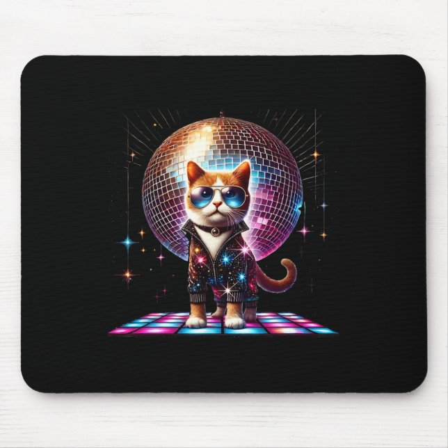 Tanz Cat Disco Ball Kitten Kitty Lover Pa Mousepad (Vorne)