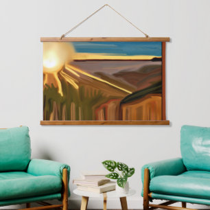 Tanz der Abstrakten Kunst von Cacti Wandteppich Mit Holzrahmen