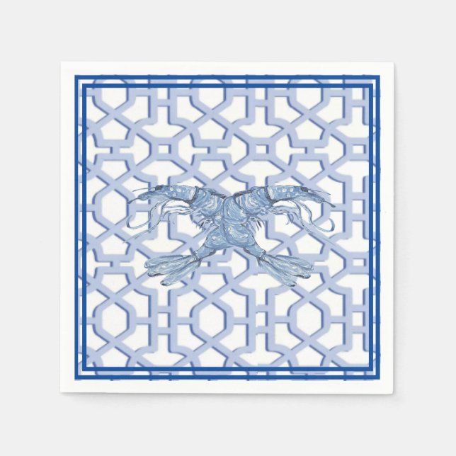 Tanz der Blue Shrimp Paper Plate Serviette (Vorderseite)