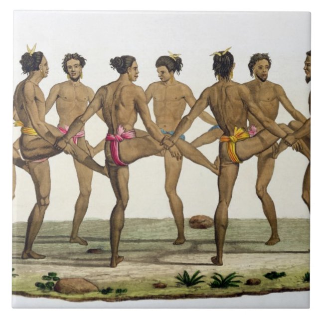 Tanz der Caroline-Inselbewohner, überziehen 22 von Fliese (Vorderseite)