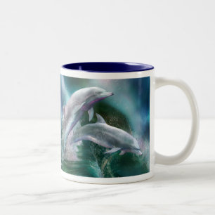 Tanz der Delphin-Kunst-Tasse Zweifarbige Tasse
