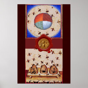 TANZ DER HONEY-BIES, 4 ELEMENTE, Red Wax Siegel Poster