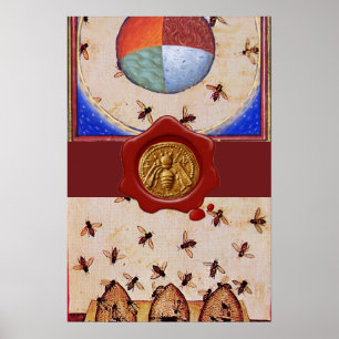 TANZ DER HONEY-BIES, 4 ELEMENTE, Red Wax Siegel Poster