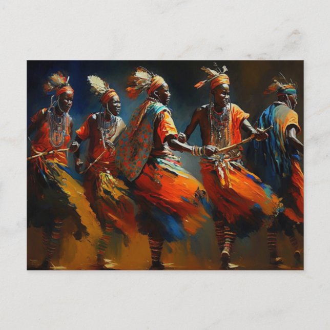 Tanz der Maasai-Krieger Afrika Postkarte (Vorderseite)