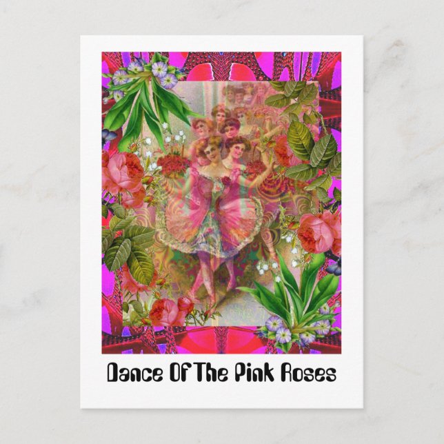 Tanz der rosa Rosen Postkarte (Vorderseite)