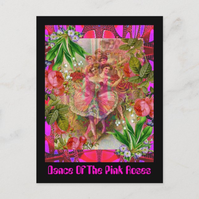 Tanz der rosa Rosen Postkarte (Vorderseite)