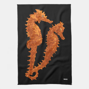 Tanz der Seepferde (orange) Küchentuch
