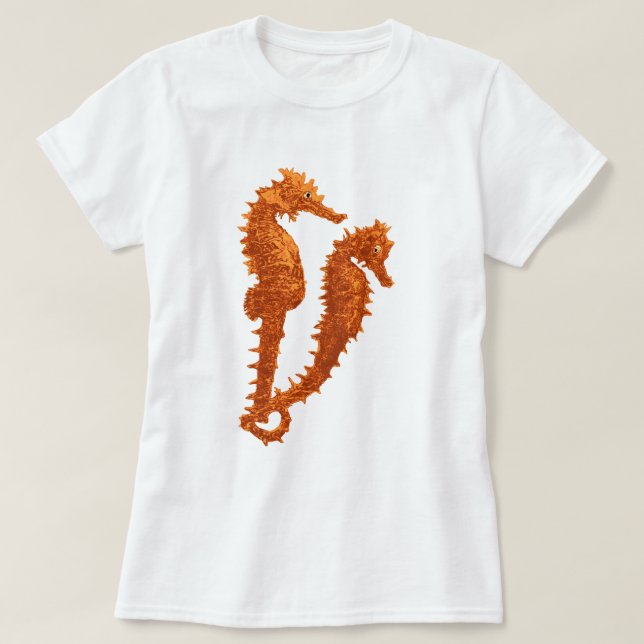 Tanz der Seepferde (Orange) T-Shirt (Design vorne)