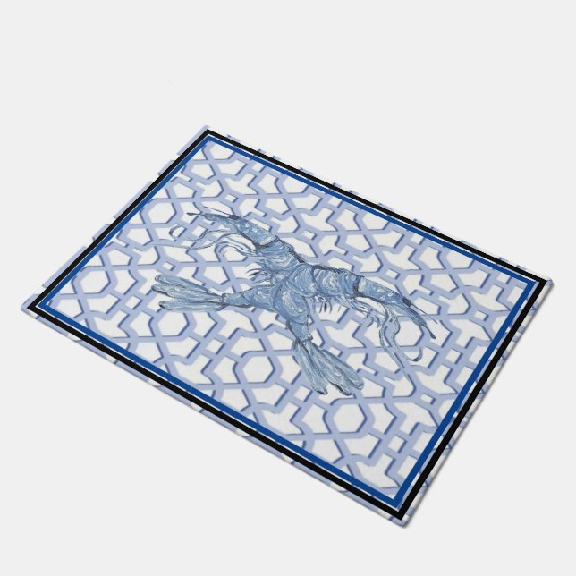 Tanz des Blue Shrimp Doormat Mat Rug Fußmatte (Schrägansicht)