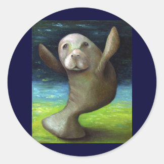 Tanz des Manatees Runder Aufkleber