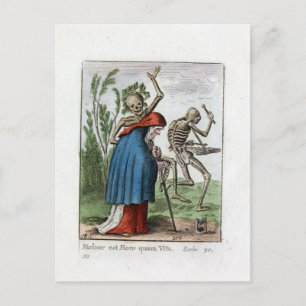 Tanz des Todes - Die alte Frau - Farbdruck 1816 Postkarte