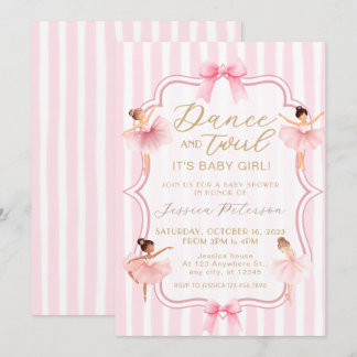 Tanz & Drehung Rosa Ballerina-Baby-Party Einladung