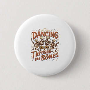 Tanz durch Halloween-Skelett-Knochen Musik Ce Button