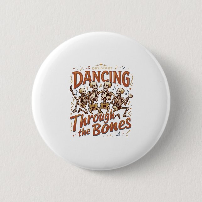 Tanz durch Halloween-Skelett-Knochen Musik Ce Button (Vorderseite)