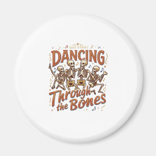 Tanz durch Halloween-Skelett-Knochen Musik Fe Magnet