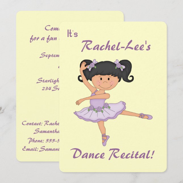 Tanz-Erwägung Ballerina Einladung (Vorne/Hinten)