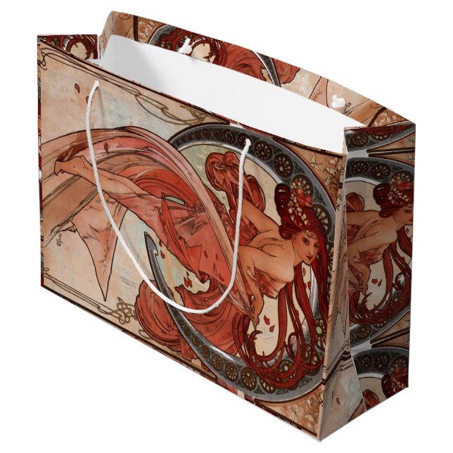 Tanz-Geschenk-Tasche Alphonse Mucha Große Geschenktüte (Rückseite Schrägansicht)
