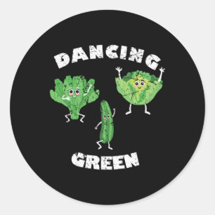Tanz Green I Funny Vegan Vegans Vegetarian Vege Runder Aufkleber