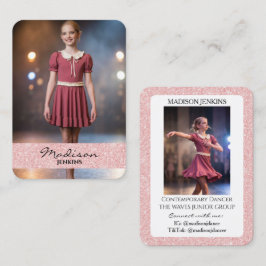Tanz-Handelskarten Rose-Pink Glitter-Foto Visitenkarte