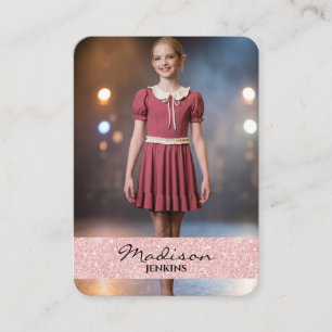 Tanz-Handelskarten Rose-Pink Glitter-Foto Visitenkarte