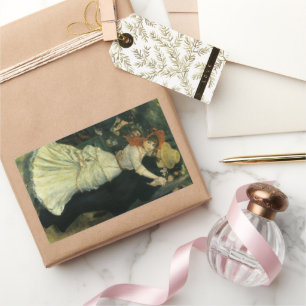 Tanz im Bougival von Pierre Renoir, Vintage Kunst Rechteckiger Aufkleber